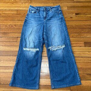 American Eagle Women's Blue High-Waisted Wide-Leg Jeans